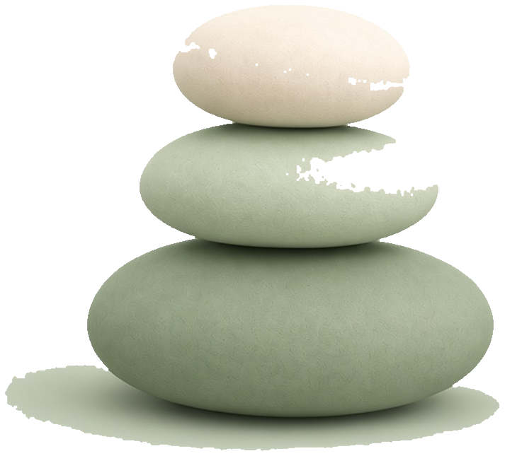 Three smooth stones stacked, the Steady Phone mark